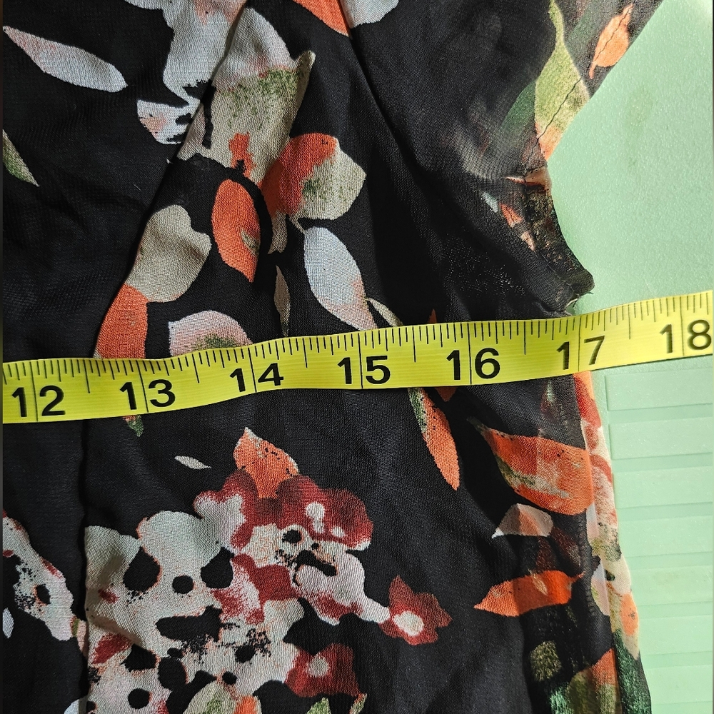 Final Touch Black & Multi Colored Floral Baby Doll Dress In Rayon Size Small - Picture 6 of 6